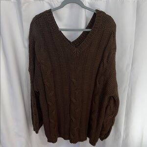 Cozy Brown Cable Knit Sweater